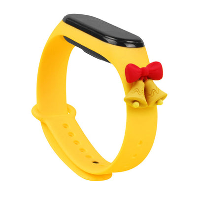 Strap Xmas for Xiaomi Mi Band 5 / 6 Christmas Silicone Bracelet Strap with Bells - Yellow — Hurtel