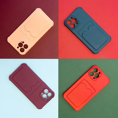 Card Armor Case Pouch Cover for iPhone 13 Mini Card Wallet Silicone Air Bag Armor Case Raspberry — Hurtel