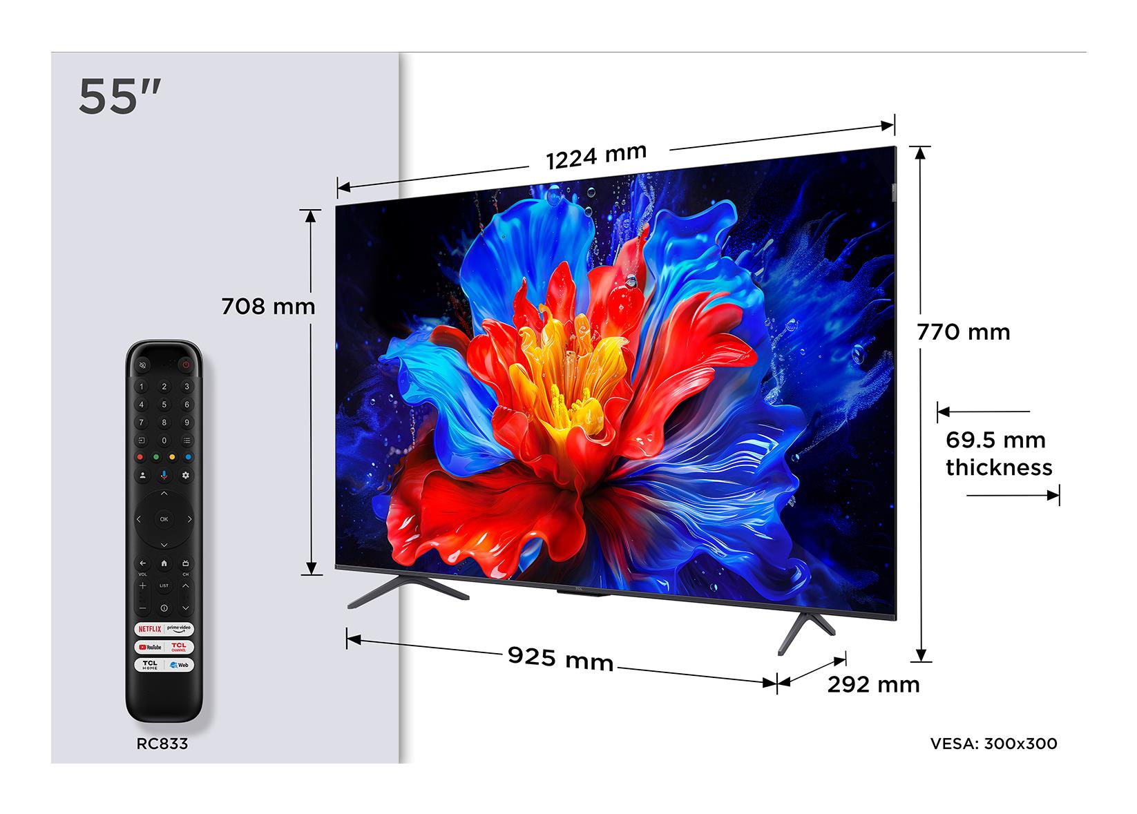 TV Set TCL 55 " 4K Ultra HD 3840 x 2160 pixels Flat 16:9 QLED 55P8K