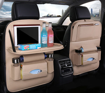 Car organizer for the seat foldable shelf mini car table beige — Hurtel