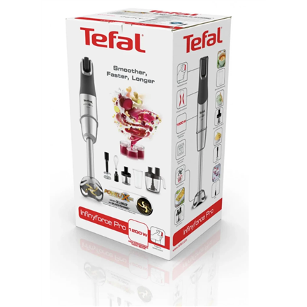 TEFAL | Blender | Infinity Force Pro 5in1 HB95LD38 | Hand Blender | 1200 W | Number of speeds Variable | Black/Stainless