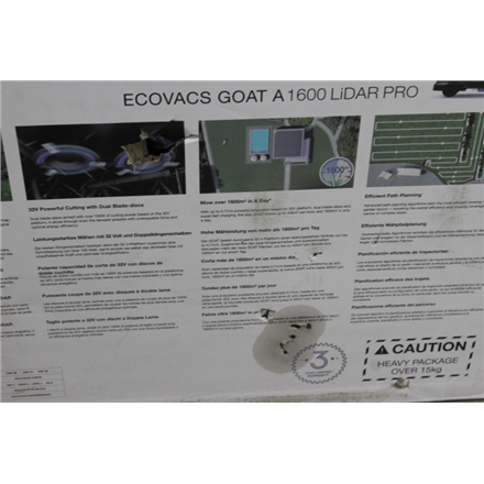 SALE OUT. Ecovacs Lawn Mower | GOAT A1600 LiDAR PRO | 3000 Ah | White | DAMAGED PACKAGING