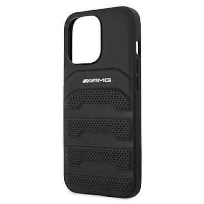 AMG AMHCP13XGSEBK iPhone 13 Pro Max 6,7" czarny/black hardcase Leather Debossed Lines — Mercedes