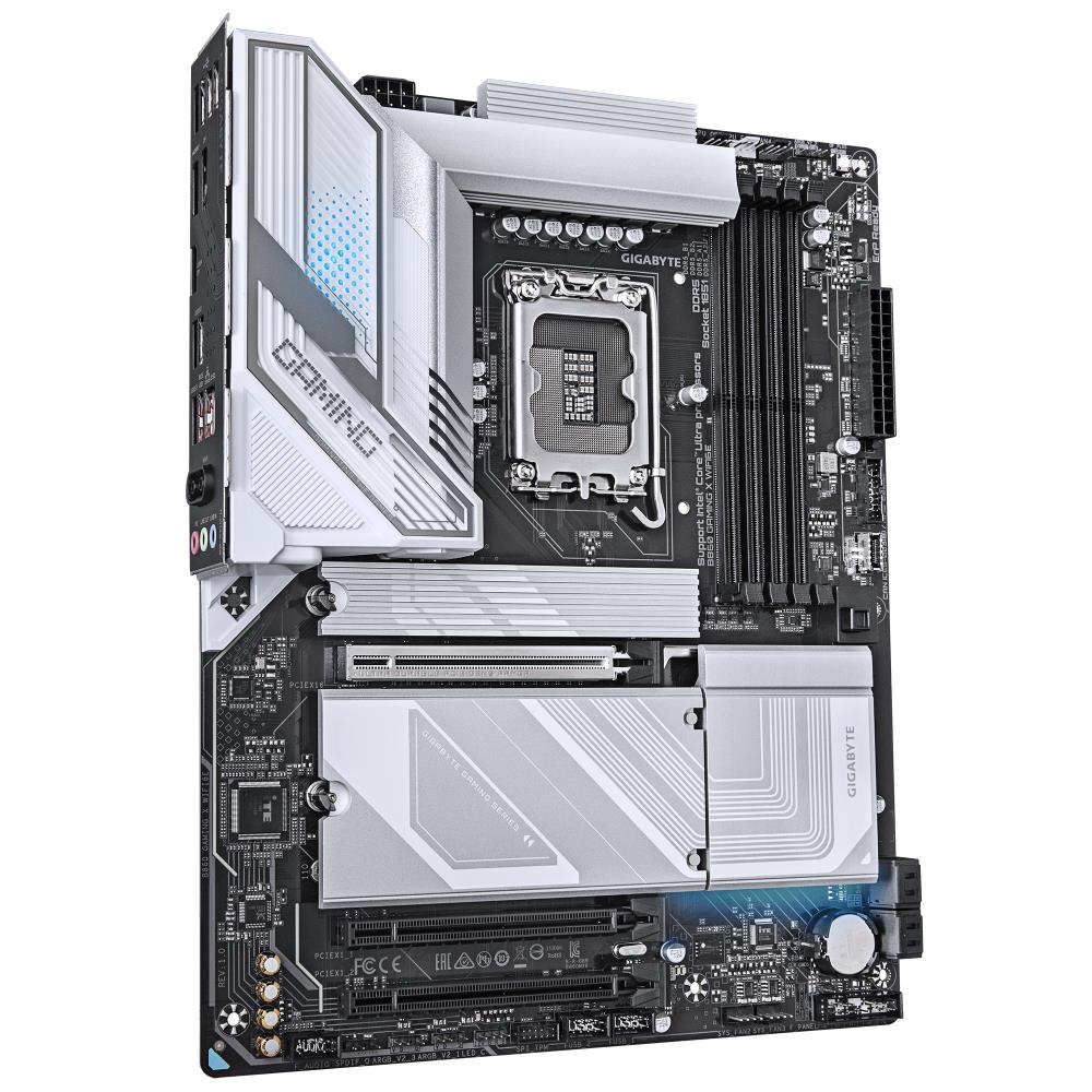 Mainboard GIGABYTE Intel B860 Express LGA1851 ATX Memory DDR5 Memory slots 4 1xPCI-Express 16x 2xM.2 1xHDMI 1xDisplayPort 1xAudio-In 1xAudio-Out 1xMicrophone 5xUSB 2.0 3xUSB 3.2 1xUSB-C 1xRJ45 B860GAMINGXWIFI6E1.0