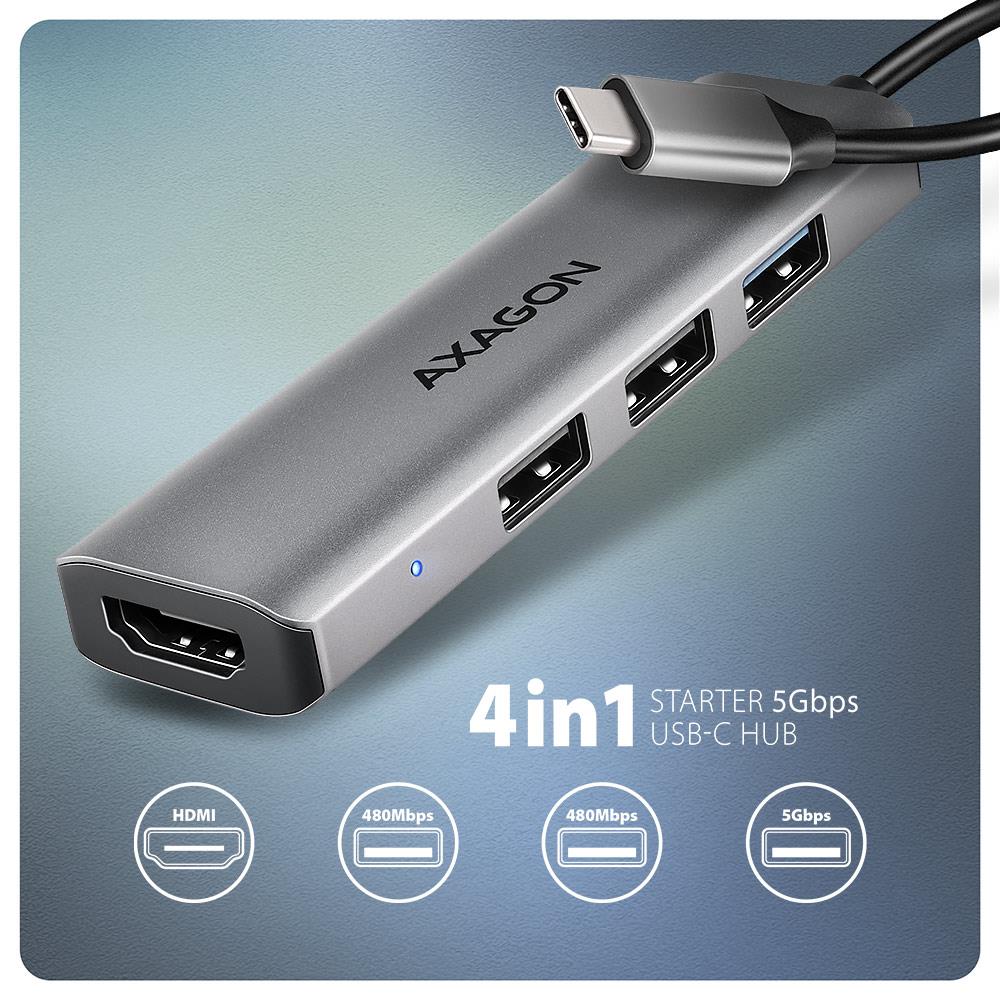 I/O HUB USB-C 4IN1/0.15M HMC-H3A AXAGON