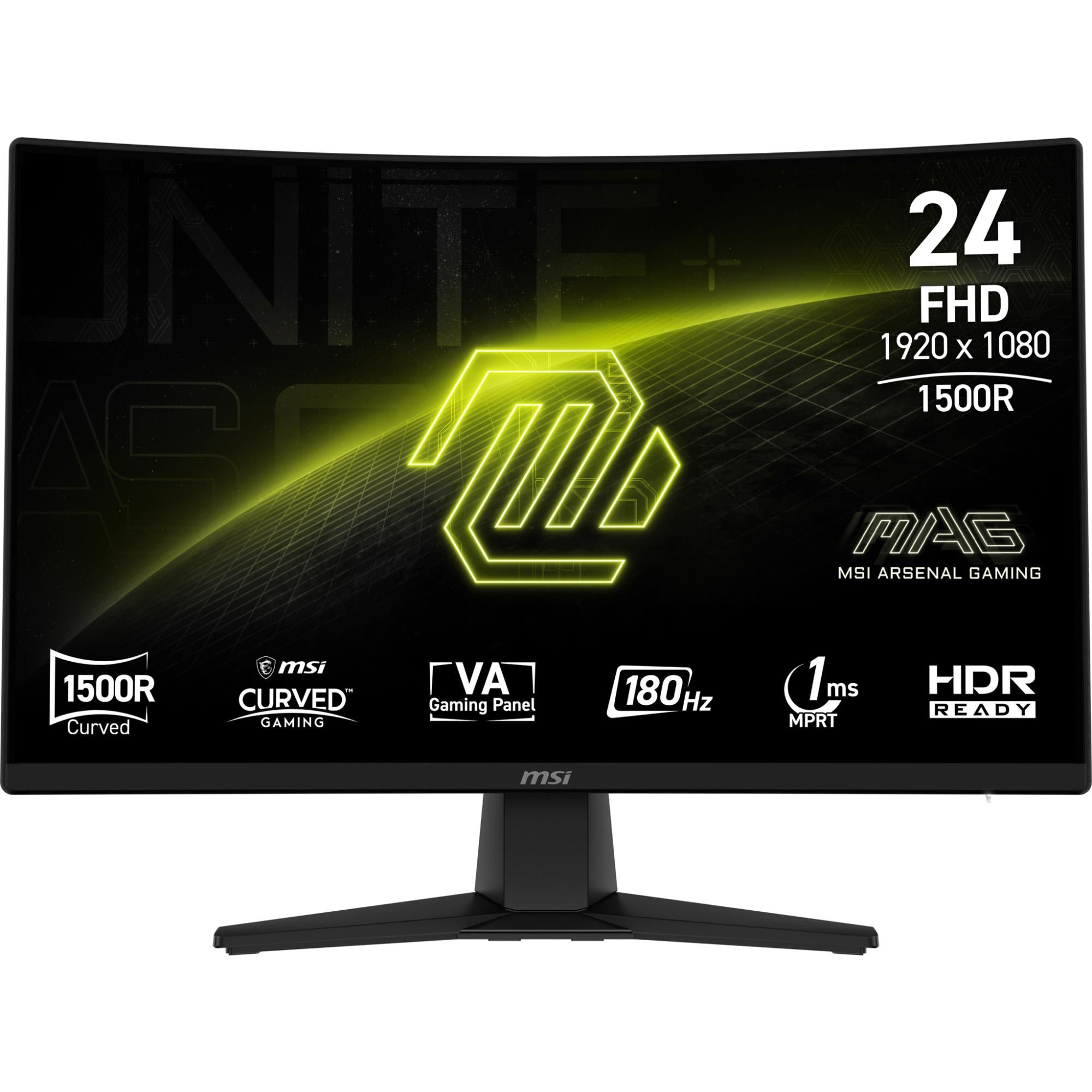 LCD Monitor MSI MAG 242C 23.6" Gaming/Curved/Frameless Matte Panel VA 1920x1080 16:9 180Hz 1 ms Colour Black MAG242C