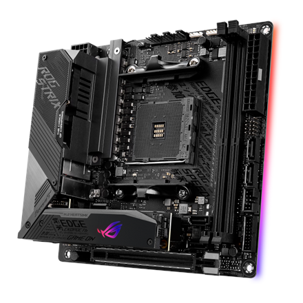 Asus ROG STRIX X570-I GAMING | Processor family AMD | Processor socket AM4 | DDR4 | Supported hard disk drive interfaces
