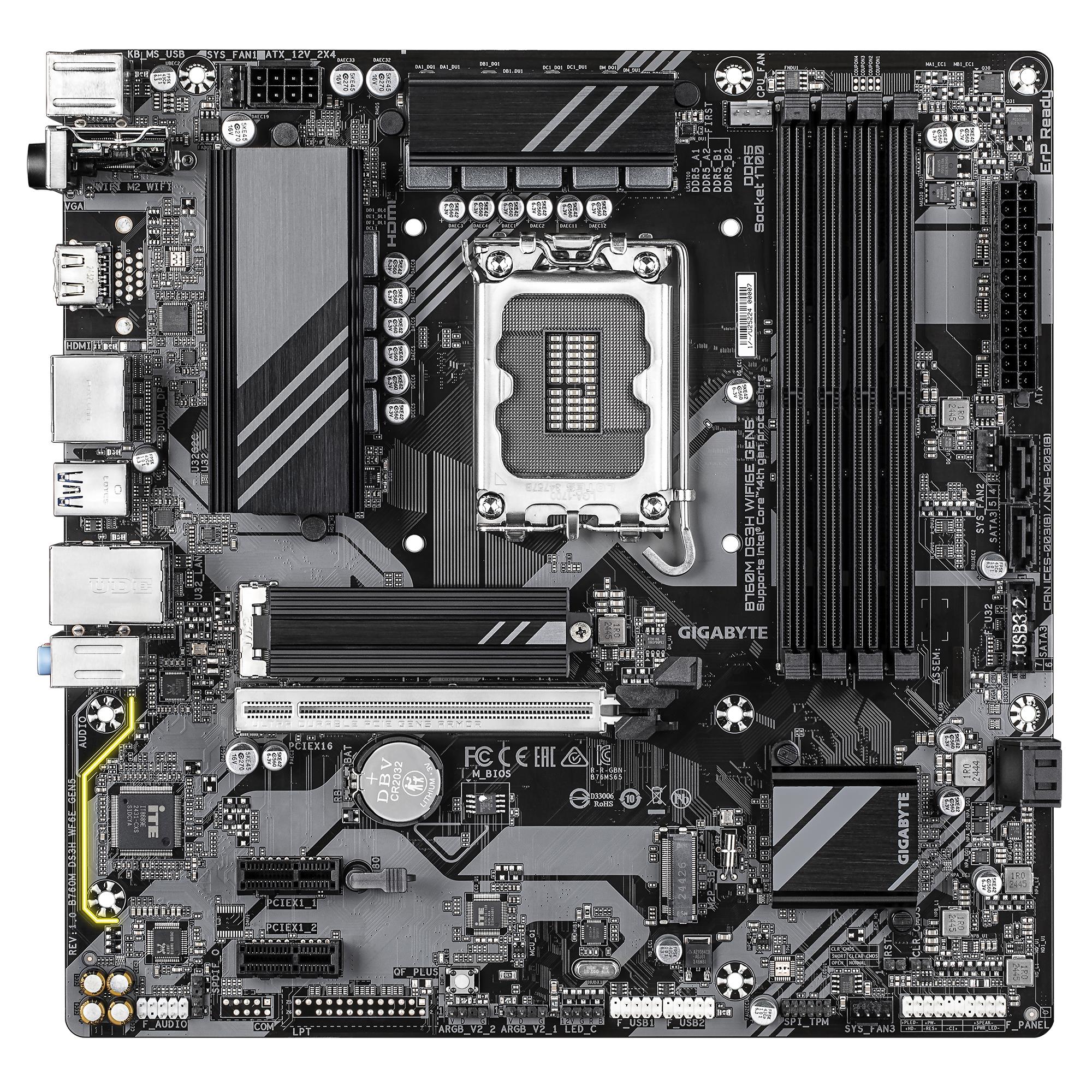 Mainboard GIGABYTE Intel B760 Express LGA1700 Micro-ATX Memory DDR5 Memory slots 4 B760MDS3HWF6EGEN5