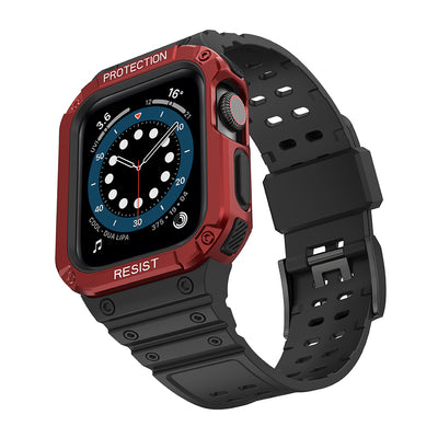 Protect Strap Band for Apple Watch 38/40/41mm Armored Case Strap - Black, Red — Hurtel