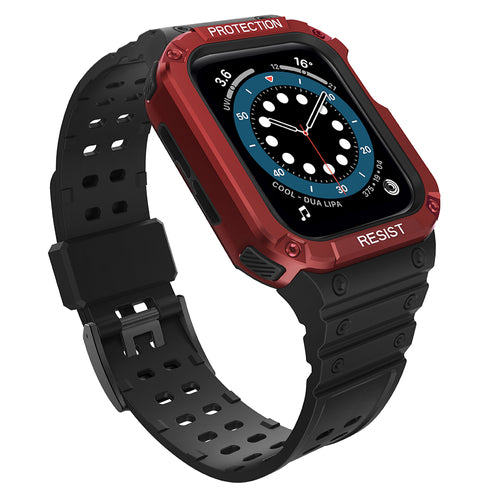 Protect Strap Band for Apple Watch 38/40/41mm Armored Case Strap - Black, Red — Hurtel