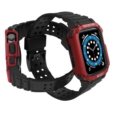 Protect Strap Band for Apple Watch 38/40/41mm Armored Case Strap - Black, Red — Hurtel