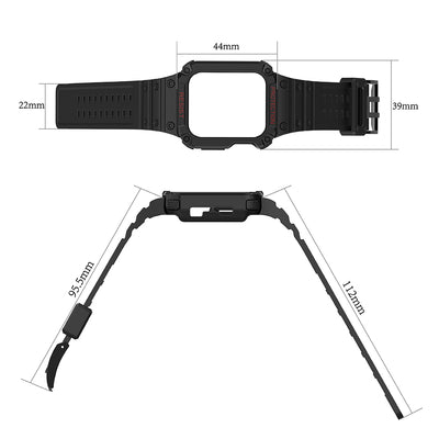 Protect Strap Band for Apple Watch 42/44/45mm Armored Case Strap - Black, Rose Gold — Hurtel