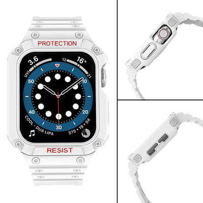 Protect Strap Band for Apple Watch 42/44/45mm Armored Case Strap - White — Hurtel