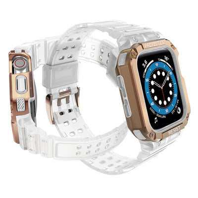 Protect Strap Band for Apple Watch 42/44/45mm Armored Case Strap - White, Rose Gold — Hurtel