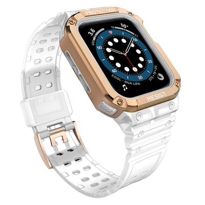 Protect Strap Band for Apple Watch 42/44/45mm Armored Case Strap - White, Rose Gold — Hurtel