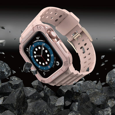 Protect Strap Band for Apple Watch 42/44/45mm Armored Case Strap - Pink — Hurtel
