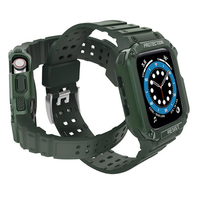Protect Strap Band for Apple Watch 42/44/45mm Armored Case Strap - Green — Hurtel