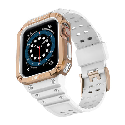 Protect Strap Band for Apple Watch 38/40/41mm Armored Case Strap - White, Rose Gold — Hurtel