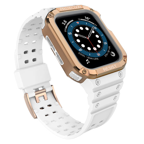 Protect Strap Band for Apple Watch 38/40/41mm Armored Case Strap - White, Rose Gold — Hurtel