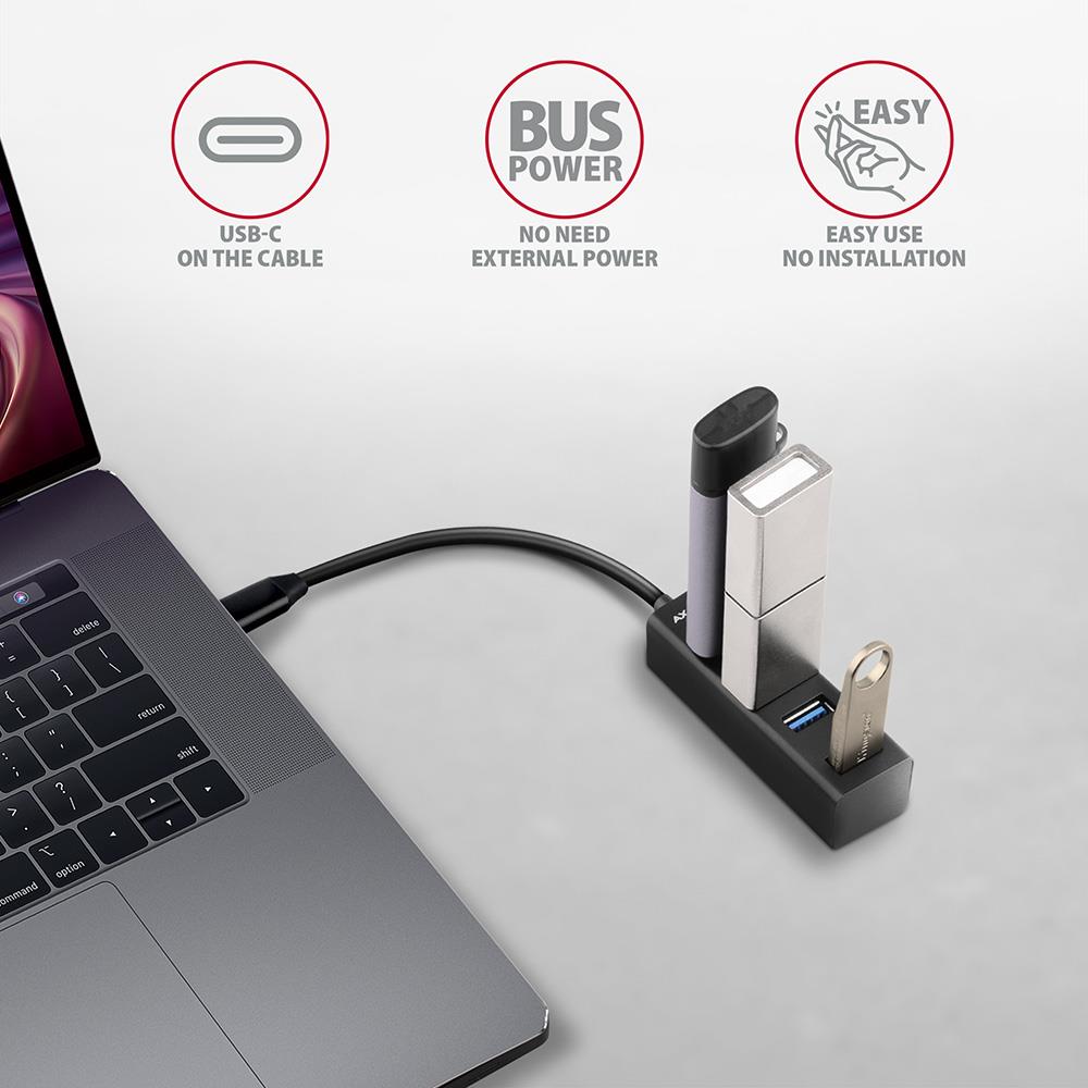 I/O HUB USB-C 4PORT MINI/0.2M HUE-M1C AXAGON