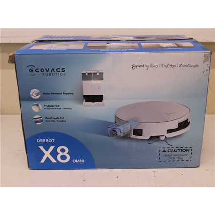 SALE OUT. Ecovacs DEEBOT X8 OMNI Vacuum cleaner, Robot, Wet&Dry, 18000Pa, TruEdge 2.0, AIVI 3D 3.0, YIKO-GPT, White+Auto