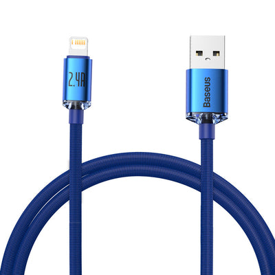 Baseus Crystal Shine Series cable USB cable for fast charging and data transfer USB Type A - Lightning 2.4A 1.2m blue (CAJY00