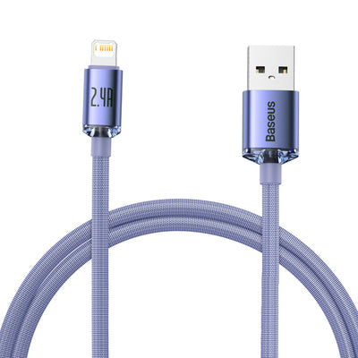 Baseus Crystal Shine Series cable USB cable for fast charging and data transfer USB Type A - Lightning 2.4A 1.2m purple (CAJY