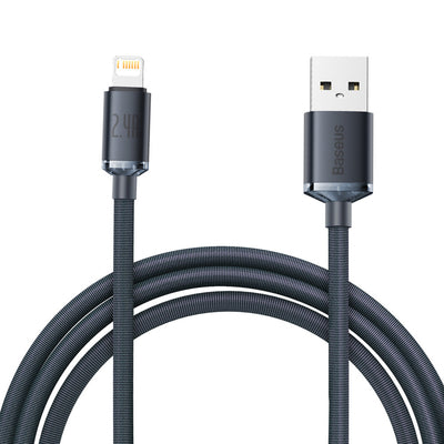 Baseus Crystal Shine Series cable USB cable for fast charging and data transfer USB Type A - Lightning 2.4A 2m black (CAJY000