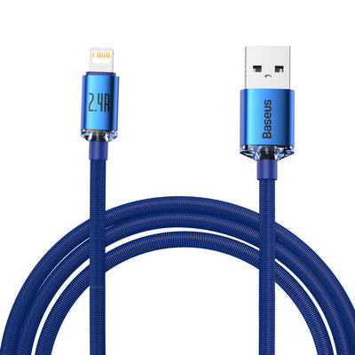 Baseus Crystal Shine Series cable USB cable for fast charging and data transfer USB Type A - Lightning 2.4A 2m blue (CAJY0001