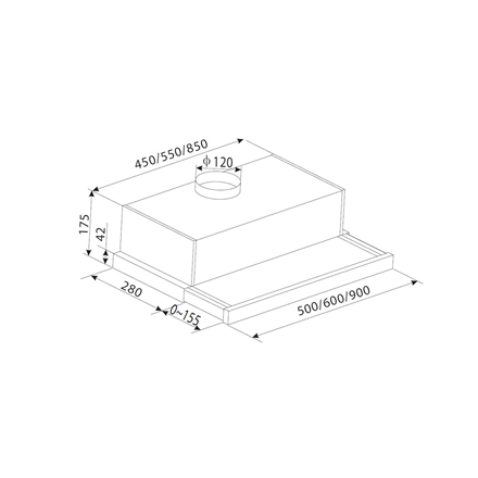 CATA | Hood | TFH 5250 X | Telescopic | Energy efficiency class D | Width 50 cm | 325 m³/h | Slider control | LED | Inox