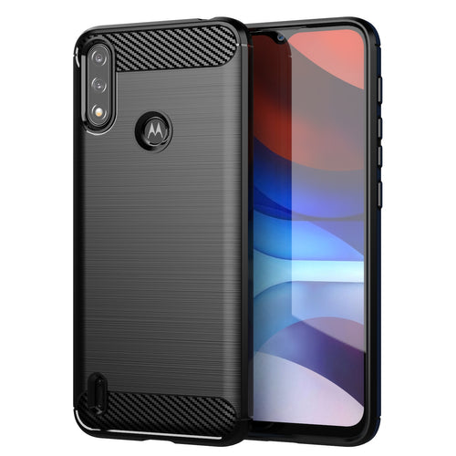 Carbon Case Flexible Cover Sleeve Motorola Moto E7i Power black — Hurtel