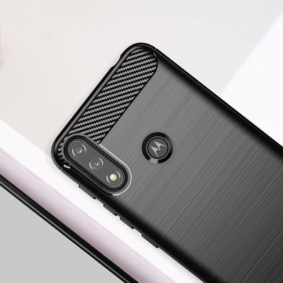 Carbon Case Flexible Cover Sleeve Motorola Moto E7i Power black — Hurtel