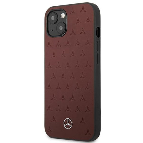 Mercedes Leather Stars Pattern Case for iPhone 13 mini - Red