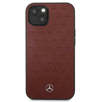 Mercedes Leather Stars Pattern Case for iPhone 13 mini - Red