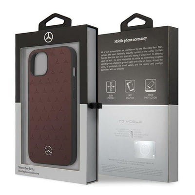 Mercedes Leather Stars Pattern Case for iPhone 13 mini - Red