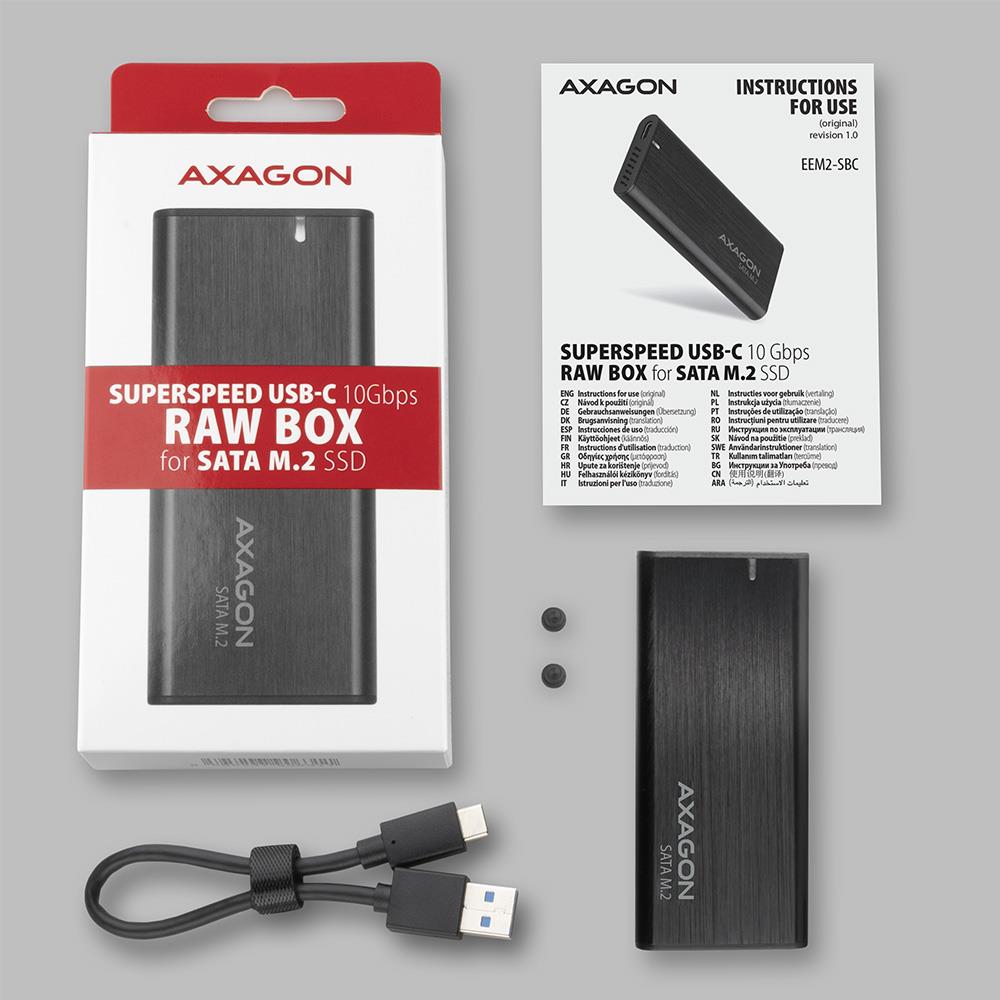 SSD ACC ENCLOSURE M.2 SATA/USB-C EEM2-SBC AXAGON