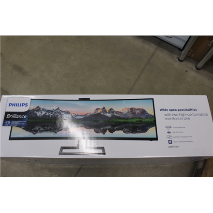 SALE OUT. Philips 499P9H/00 48,8" (124 cm) VA/32:9, 5120 x 1440, 450 cd/m2/ HDMI, USB/ Black, DAMAGED PACKAGING | SALE O