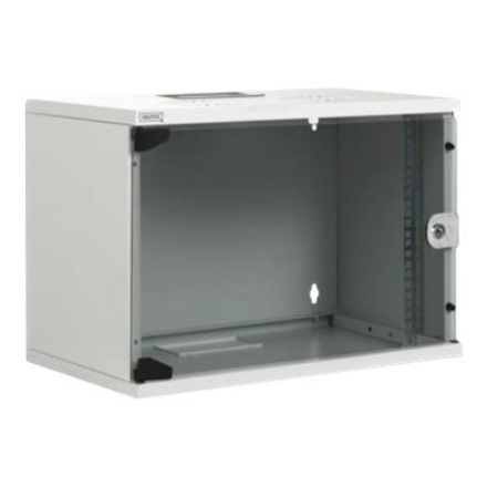 Digitus | 9U wall mounting cabinet | DN-19 09-U-S-1 | Safety class rating IP20. Lockable safety-glass door. 200° door op