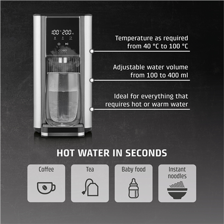 Caso | Turbo hot water dispenser | HW 620 | Water Dispenser | 2600 W | 2.5 L | Plastic/Stainless Steel | Black/Stainless
