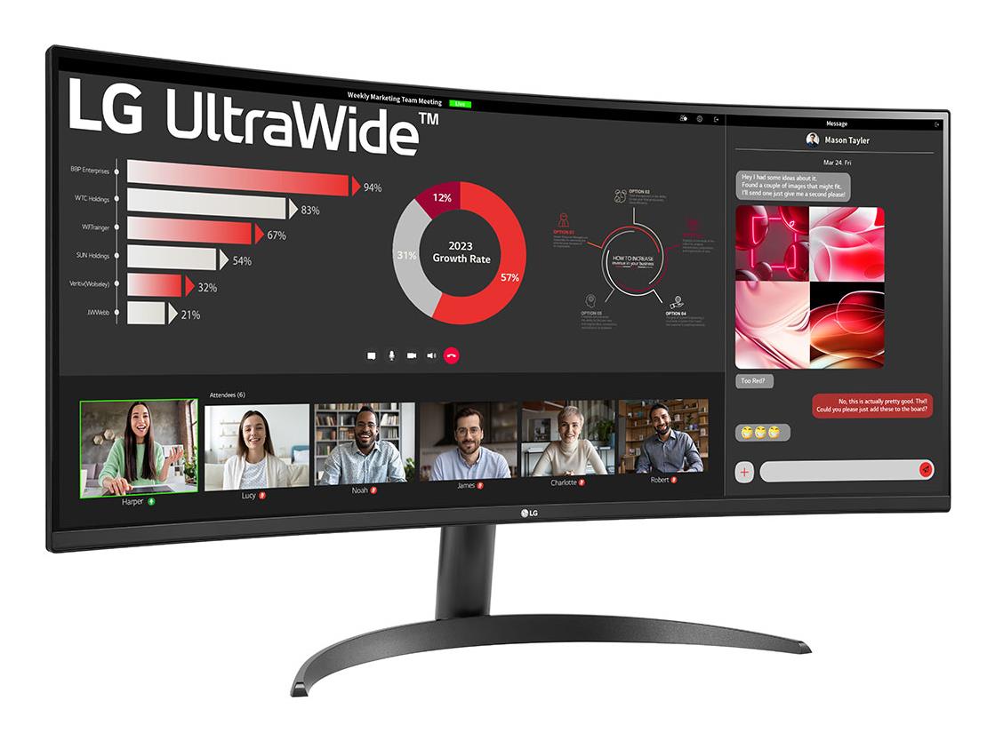 LCD Monitor LG 34" Curved/21 : 9 Panel VA 3440x1440 21:9 100 Hz 5 ms Tilt 34WR50QK-B