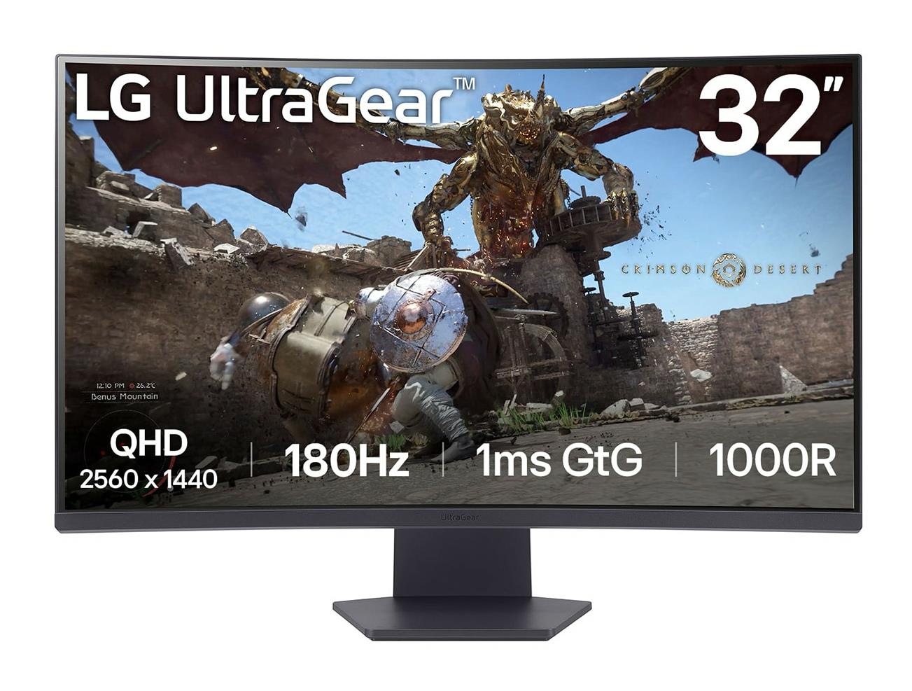LCD Monitor LG 32GS60QC-B 32" Gaming/Curved Panel VA 2560x1440 16:9 180 Hz Matte 1 ms Tilt 32GS60QC-B