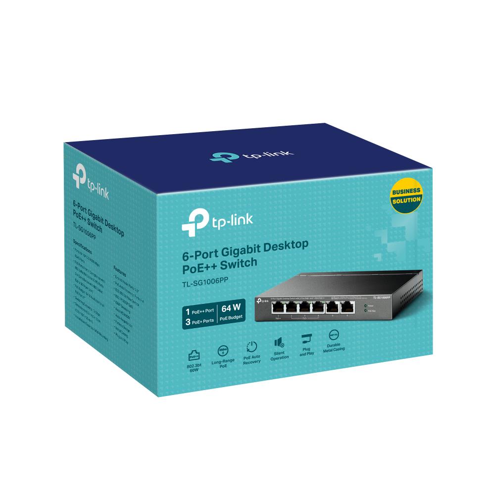 Switch TP-LINK TL-SG1006PP Desktop/pedestal 6x10Base-T / 100Base-TX / 1000Base-T PoE+ ports 4 TL-SG1006PP