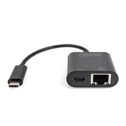 Digitus | USB-Type-C Gigabit Ethernet Adapter + PD with power delivery function | DN-3027 | Black | USB-C port to a Giga