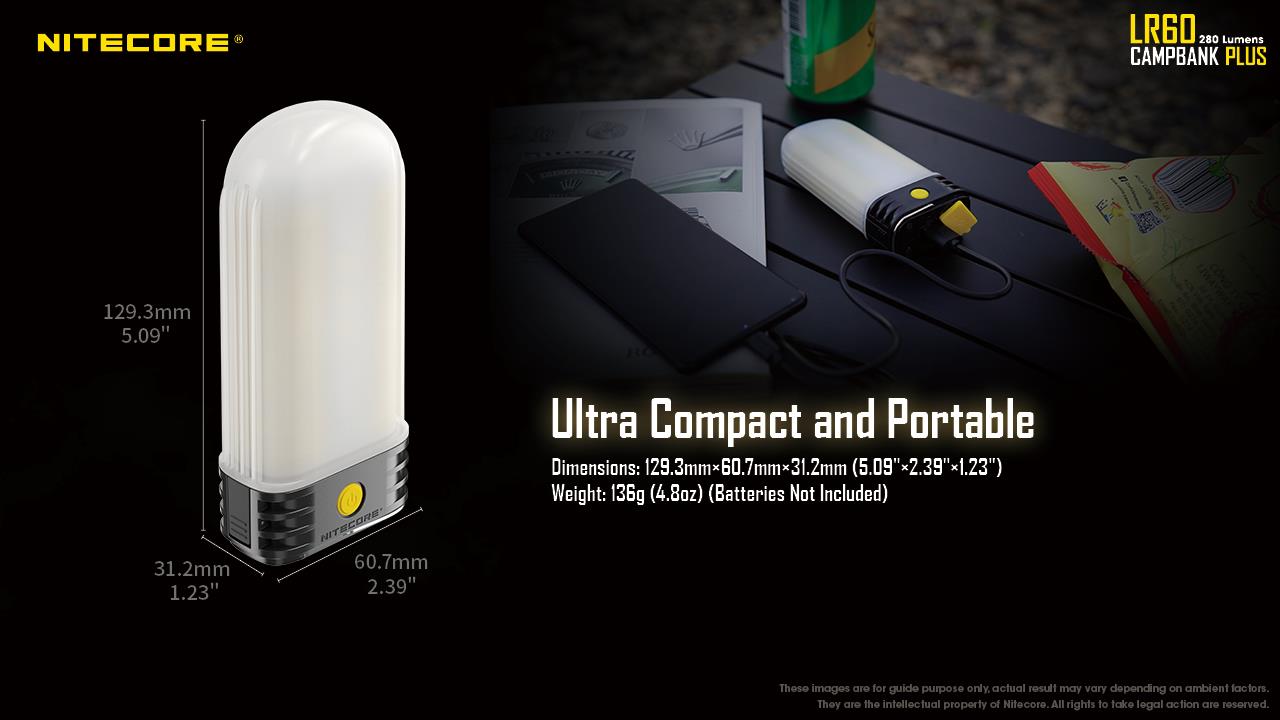 FLASHLIGHT LAMP SERIES/280 LUMENS LR60 NITECORE