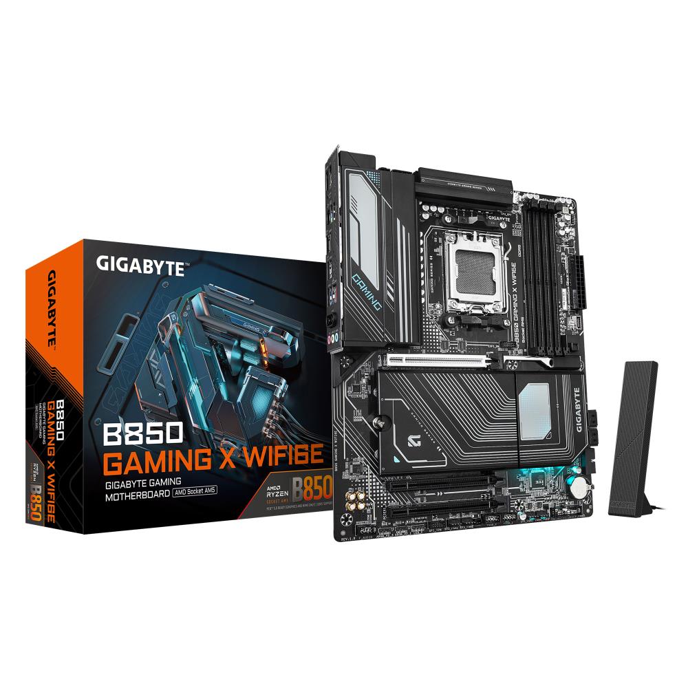 Mainboard GIGABYTE AMD B850 SAM5 ATX Memory DDR5 Memory slots 4 2xPCI-Express 3.0 1x 3xM.2 1xHDMI 1xDisplayPort 5xUSB 2.0 3xUSB 3.2 type B 2xUSB 3.2 2xUSB-C 1xPS/2 1xOptical S/PDIF 1xRJ45 B850GAMINGXWIFI6E