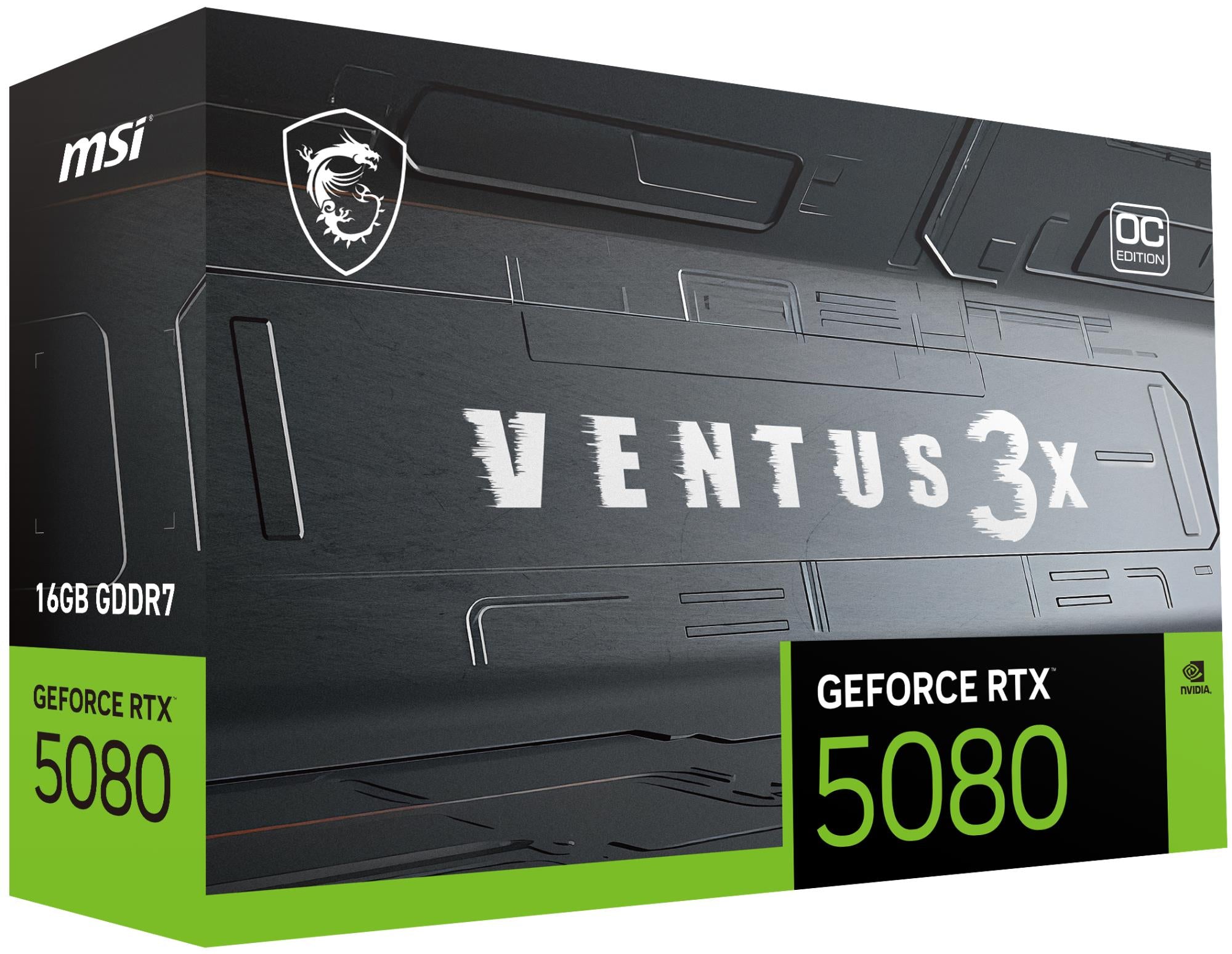 Graphics Card MSI NVIDIA GeForce RTX 5080 16 GB GDDR7 256 bit PCIE 5.0 16x Dual Slot Fansink 1xHDMI 3xDisplayPort RTX508016GVEN3XOCPLUS