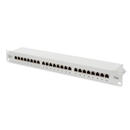 Digitus | Patch Panel | DN-91524S | 48.2 x 4.4 x 10.9 cm | Category: CAT 5e; Ports: 24 x RJ45; Retention strength: 7.7 k