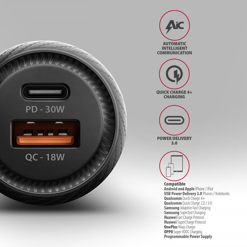 MOBILE CHARGER CAR USB 2PORT/48W PWC-PQ48 AXAGON