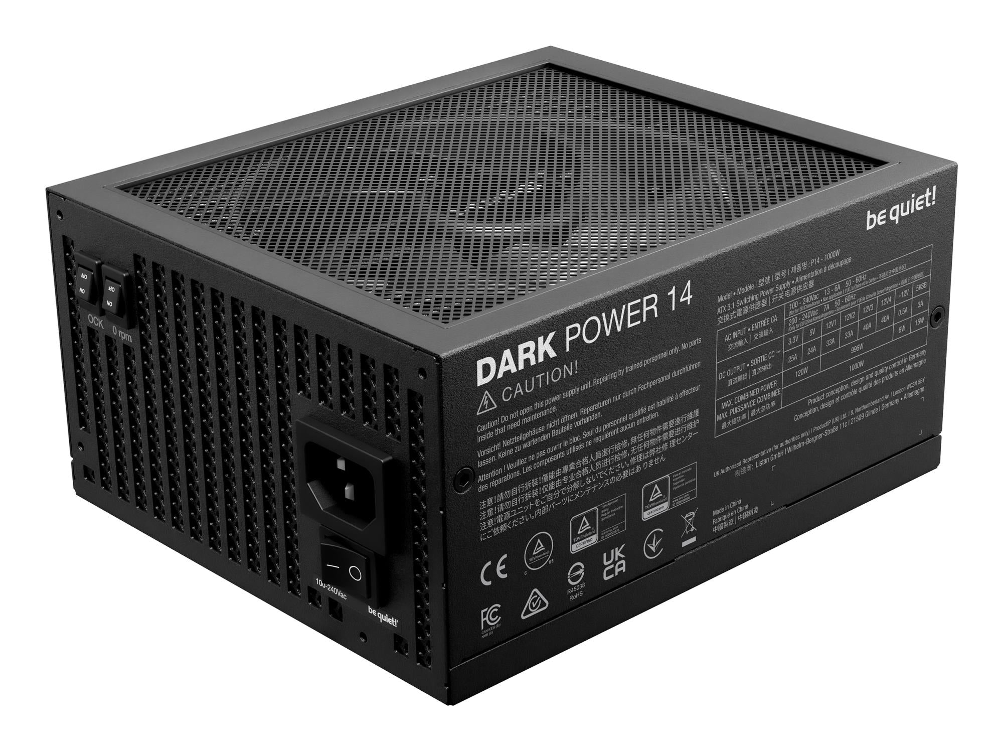 Power Supply BE QUIET ATX PC 100 - 240 V 1000 W BP020EU