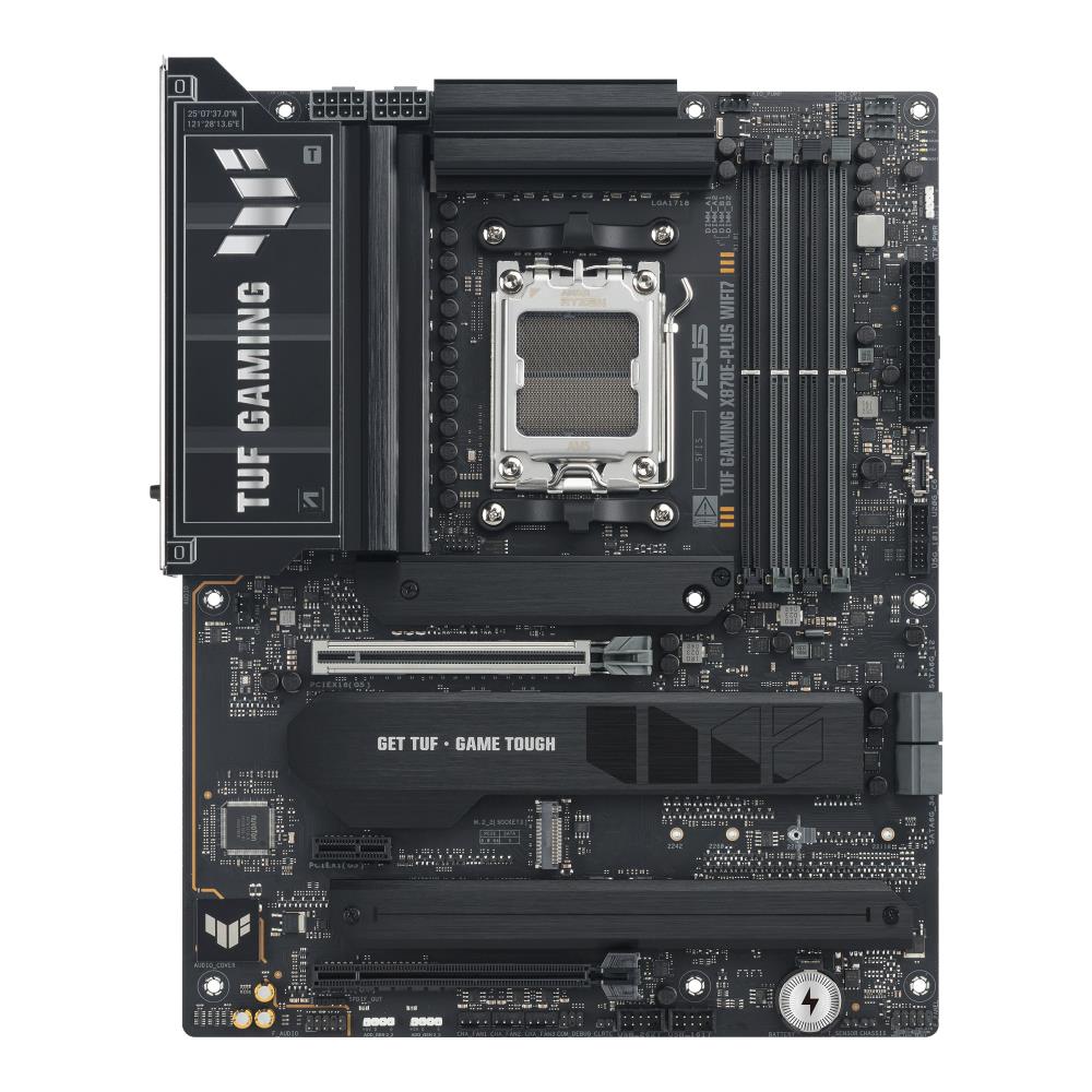 Mainboard ASUS AMD X870E SAM5 ATX Memory DDR5 Memory slots 4 1xPCI-Express 3.0 1x 1xPCI-Express 4.0 16x 1xPCI-Express 5.0 16x 4xM.2 1xHDMI 4xUSB 2.0 7xUSB 3.2 2xUSB-C 1xRJ45 3xAudio port TUFGAMX870E-PLUSWIFI7